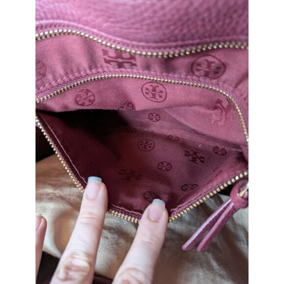 Tory Burch Imperial Garnet Thea Small Leather Tote Shoulder Bag With Tassel - Picture 7 of 10